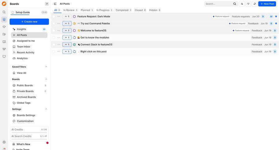 FeatureOS
			 task management collaboration settings sidebar navigation project management feedback collection sidebar navigation menu menu review ui page example