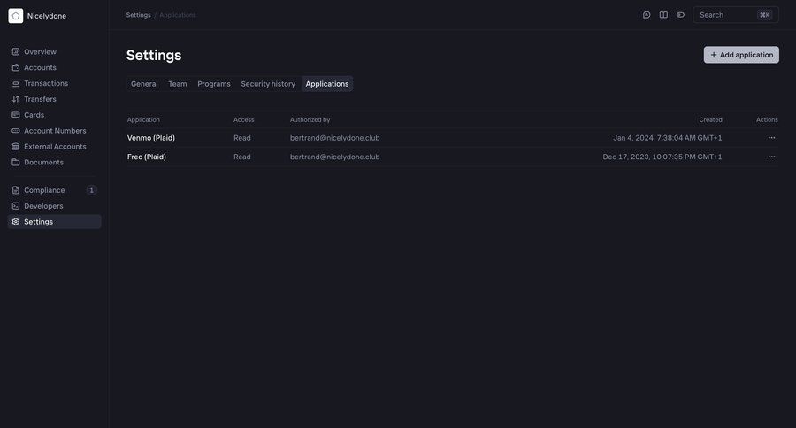 Increase
			 configuration settings sidebar navigation fintech access control table headers application management data display sidebar menu cards ui table transaction history version history ui page example