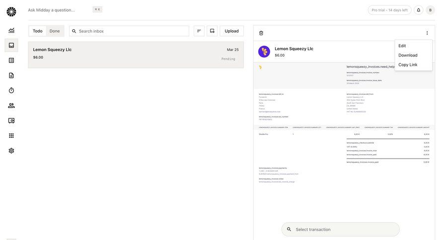 Midday
			 finance download review ui page example