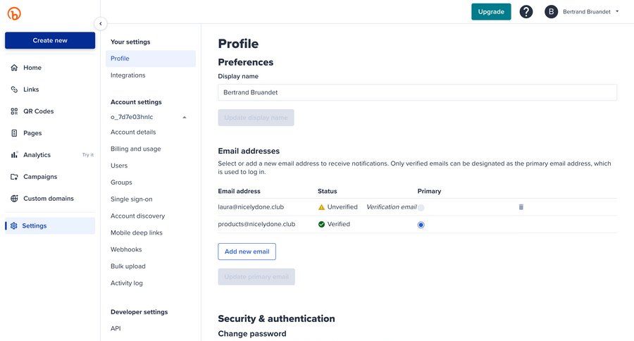 Bitly
			 settings sidebar navigation form account setup user settings account security profile settings account settings account deletion email management profile management password management email verification bulk delete billing history bulk upload user profile user change password user termination profile page data privacy ui page example