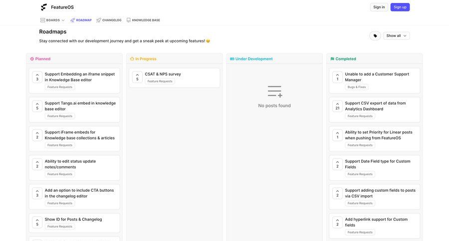 FeatureOS
				list ui page example