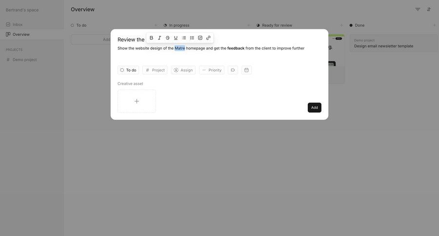 Workflow
			create content editor form modal & popover task management create menu ui page example