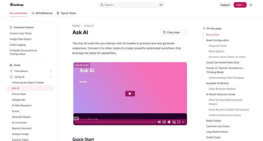 Gumloop
			 ai model selection ui page example