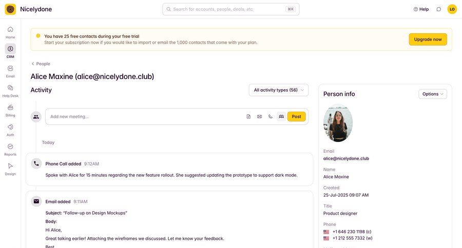 Outseta
			 sidebar navigation attachment minimalist design activity tracking dropdown filters card layout ui page example