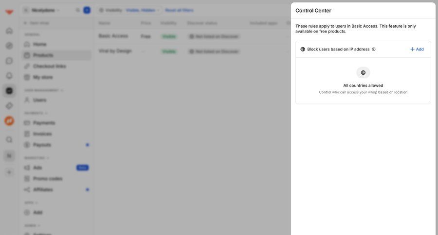 Whop
				settings ui page example