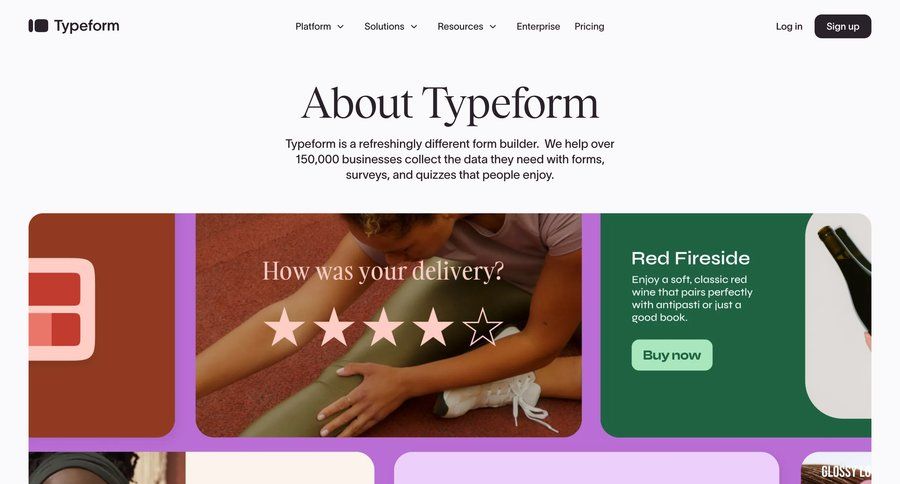 Typeform
				about & company mission ui page example