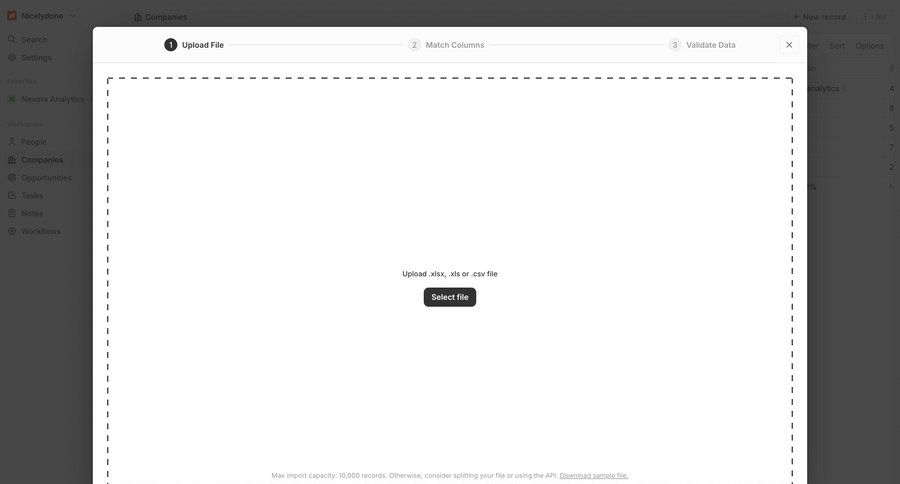 Twenty
			 data management onboarding progress indicator file upload file management data analytics data import upload file ui page example