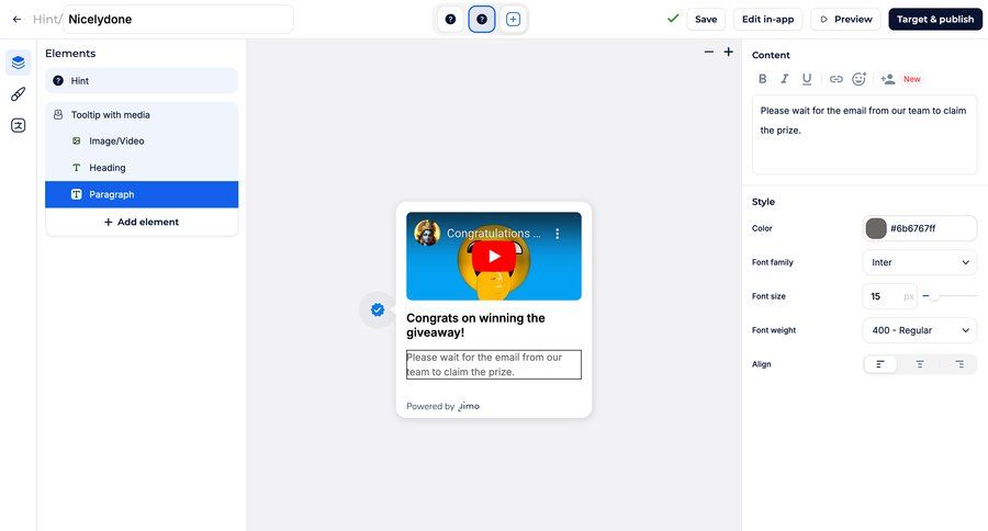 Jimo
			 modal screen content management e-commerce editor template customization video editor wysiwyg sidebar menu modern suggestion ui page example