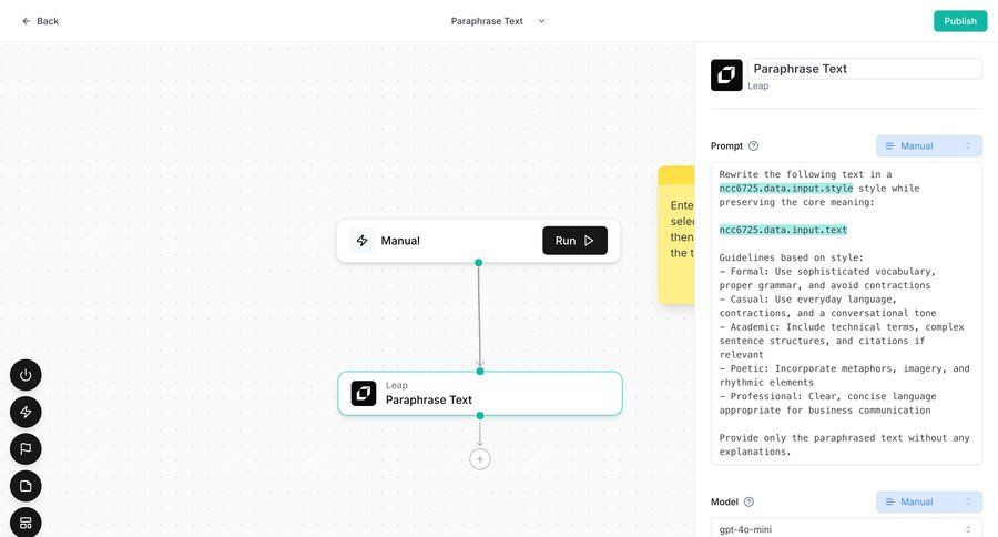 Leap
			 editor wysiwyg conversational ui page example