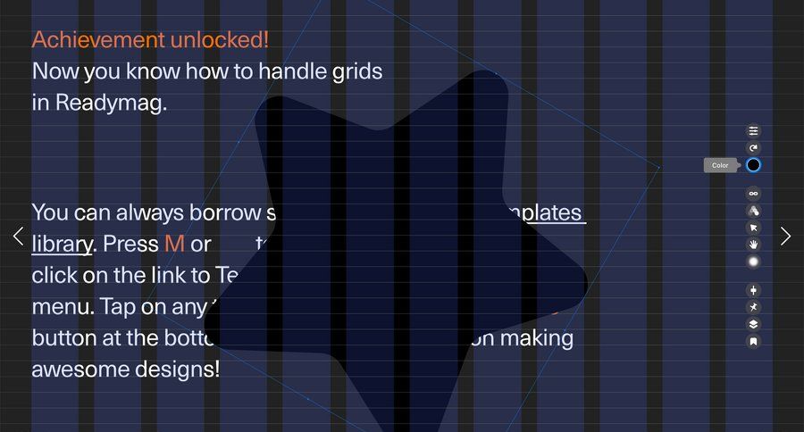 Readymag
			 onboarding shortcuts ui page example