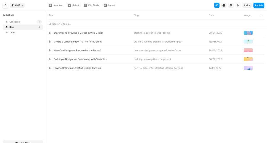 Framer
			 content management sidebar navigation blog management content management system sidebar table ui page example