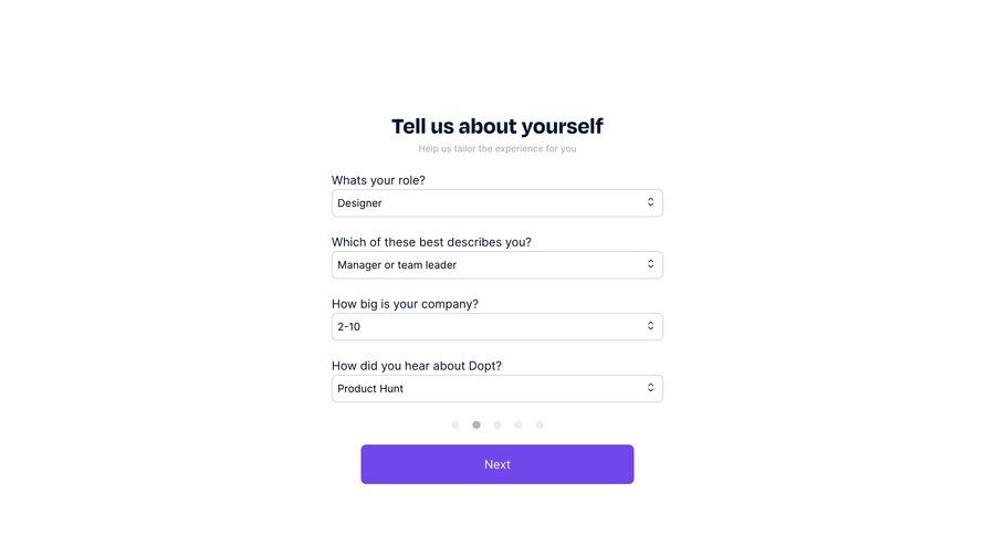 Dopt
				onboarding page example