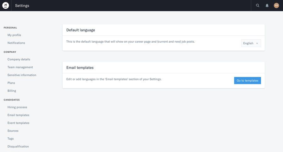 Homerun
			language settings configuration settings sidebar navigation account settings content blocks sidebar localization ui page example