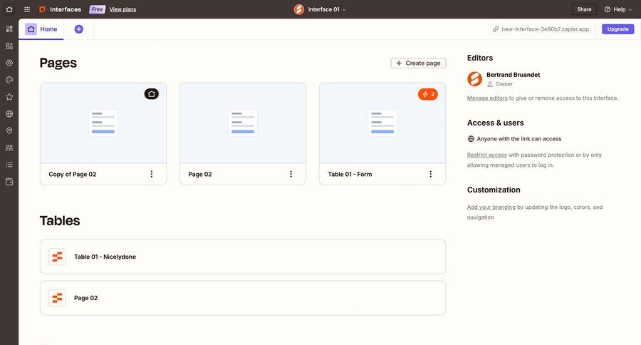 Zapier
			 data management configuration dashboard sidebar navigation onboarding workspace management access control create menu ui page example