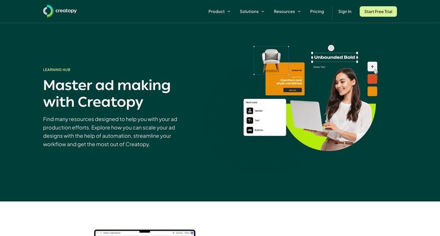 Creatopy
				product page ui page example