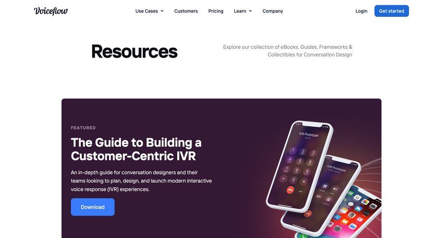 Voiceflow
				resources page example