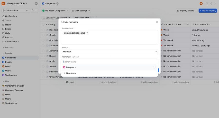 Attio
			 collaboration form user invitation ui page example