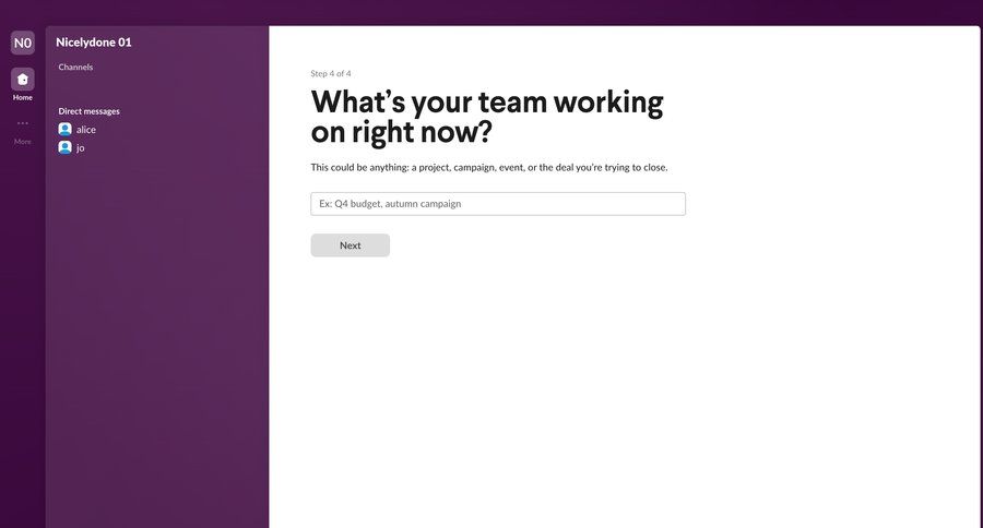 Slack
				onboarding page example