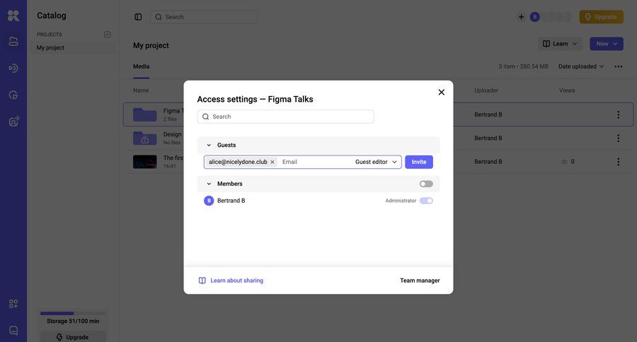 Kinescope
				team ui page example