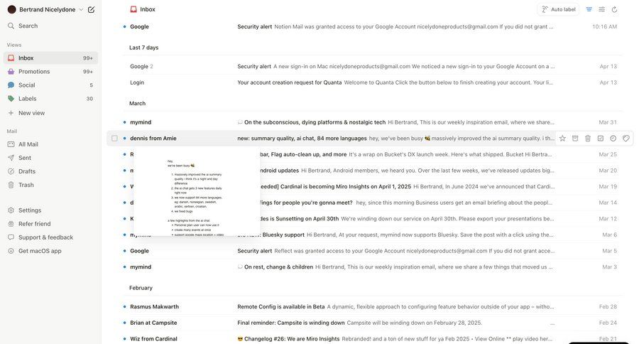 Notion Mail
			 sidebar navigation automation email management email inbox sidebar lists communication menu location map ui page example