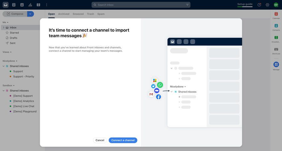 Front
			 modal screen team collaboration onboarding full screen modal import tool setup communication on boarding ui page example