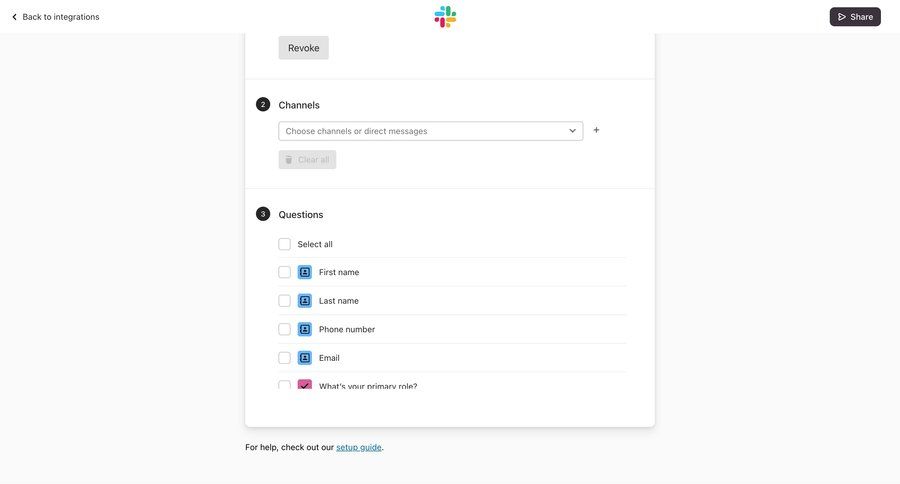 Typeform
			 data mapping integration setup ui page example