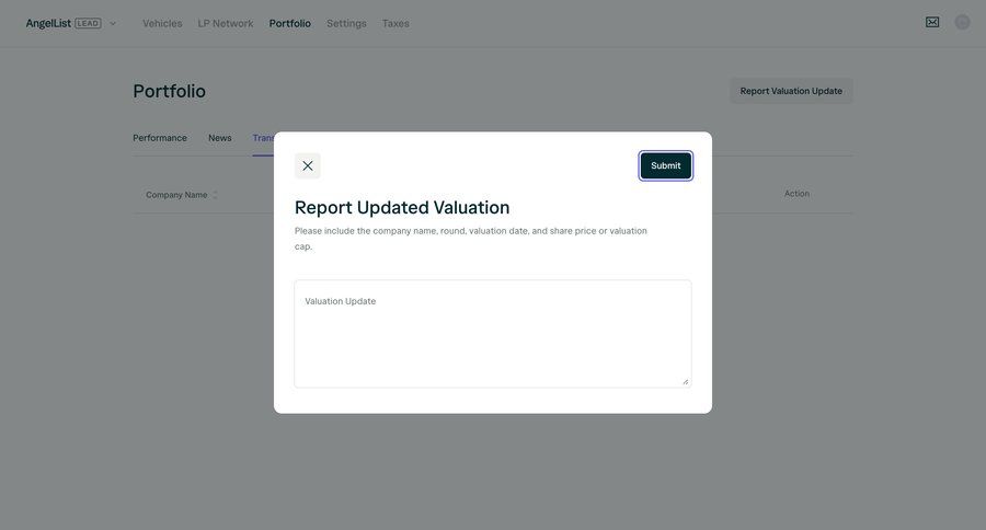 Angellist
			 modal screen form finance data entry financial reporting modal finance table ui page example