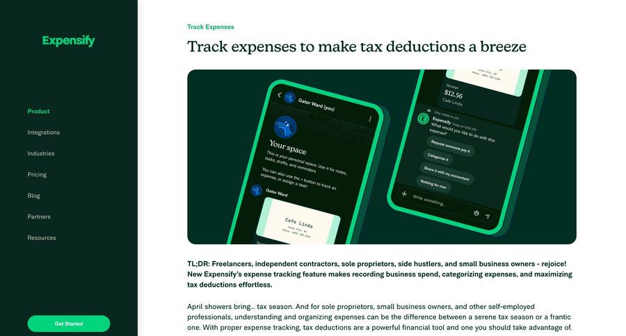 Expensify
			 manage links call recording auth signup create new account register map view accordion pay bill ui page example