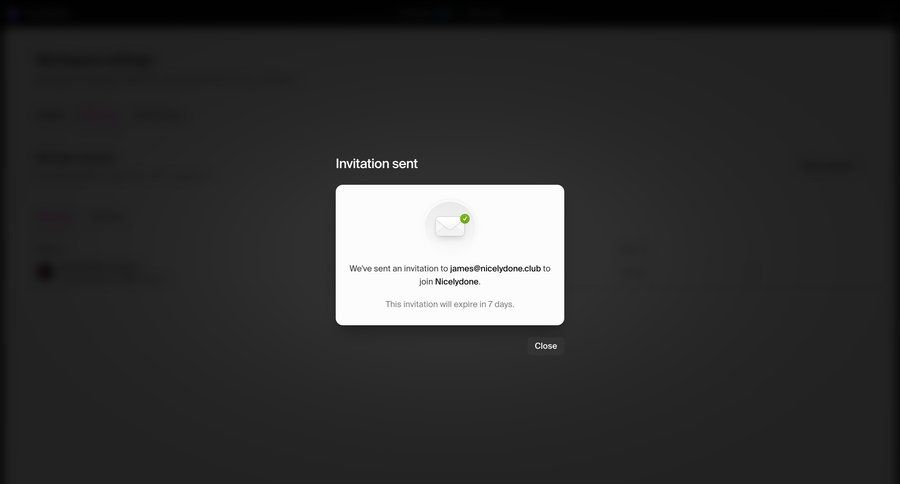 Hypermode
			 modal screen collaboration onboarding confirmation confirmation screen send invitation confirmation message ui page example