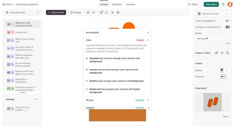 Typeform
			 right sidebar ui page example