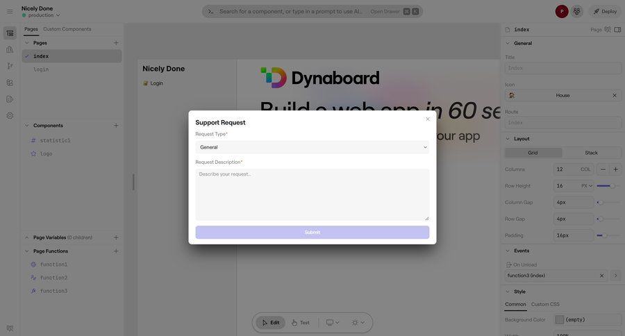Dynaboard
			share feedback configuration settings sidebar navigation grid form sidebar login page modern accordion ui page example