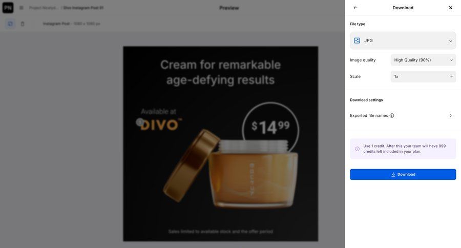 Creatopy
			 settings design export file management download ui page example