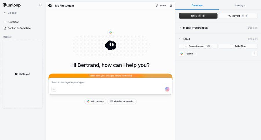 Gumloop
			 conversational ui ui page example