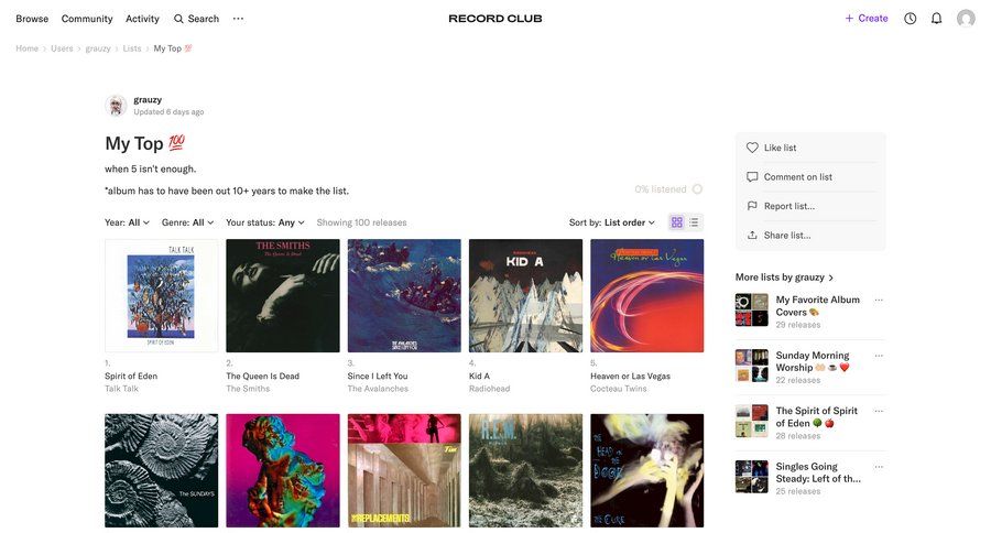 Record club
			 grid folder ui page example