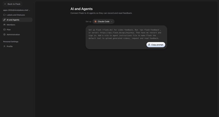 Flask
			settings team settings artificial intelligence dark theme sidebar settings integration sidebar navigation configuration code snippet configuration screen artificial intelligence ui page example