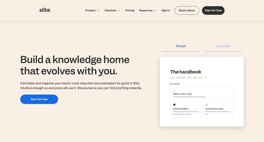 Slite
				feature ui page example