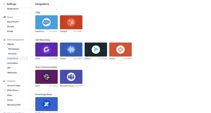 Dock
			 configuration settings knowledge base integration setup hierarchical navigation call recording sidebar setup navigation bar modern card layout crm integration ui page example