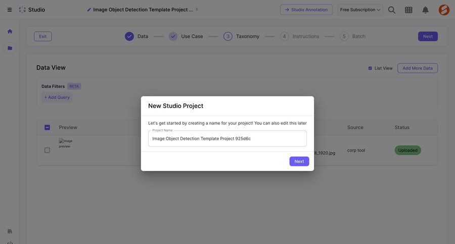Scale
			 data management dashboard project management artificial intelligence grid onboarding form project setup modal dialog progress indicator project creation ui page example