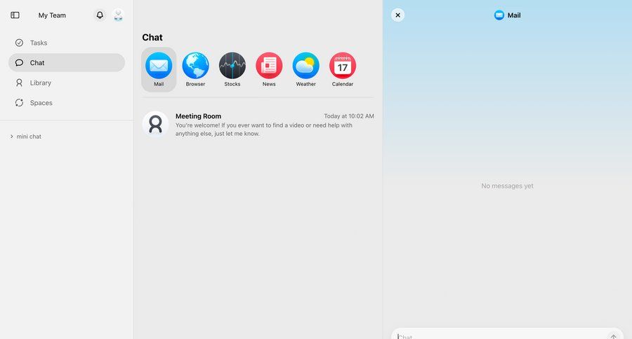 Cobot
			empty state messaging form modal & popover sidebar navigation communication chat ui page example
