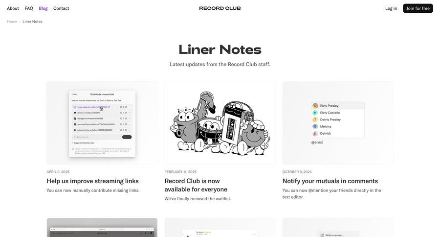 Record club
			 data grid news feed ui page example
