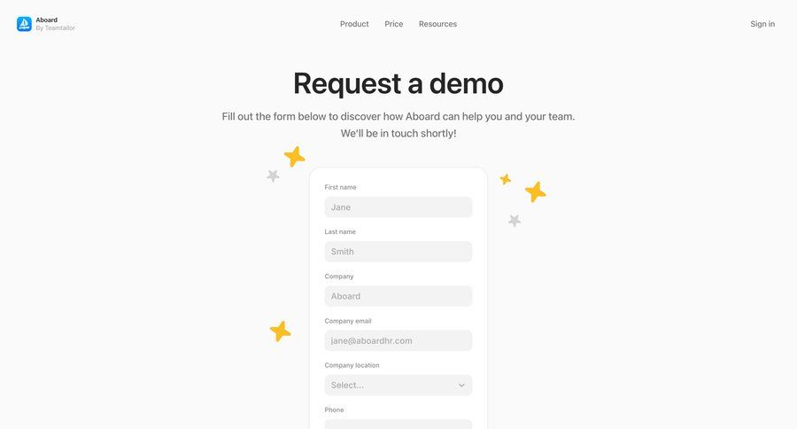 Aboard
				demo ui page example