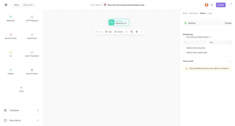 Tines
			 sidebar navigation workflow automation editor templates workflow builder workflow automation drag and drop sidebar alert new create monitoring integration summary webhook integration ui page example