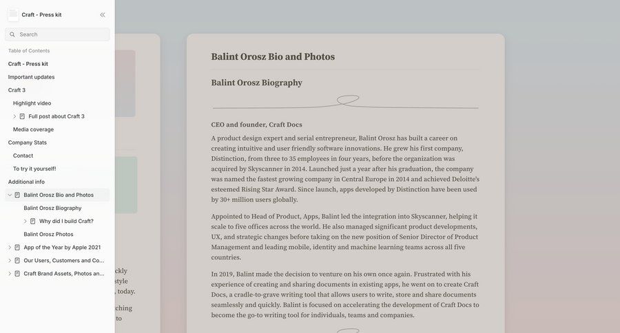 Craft
				detail page ui page example