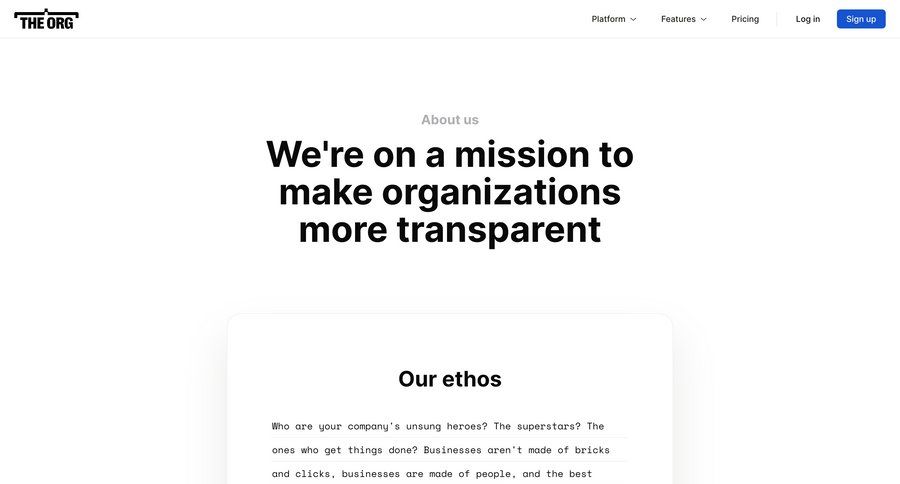 The org
				about & company mission ui page example