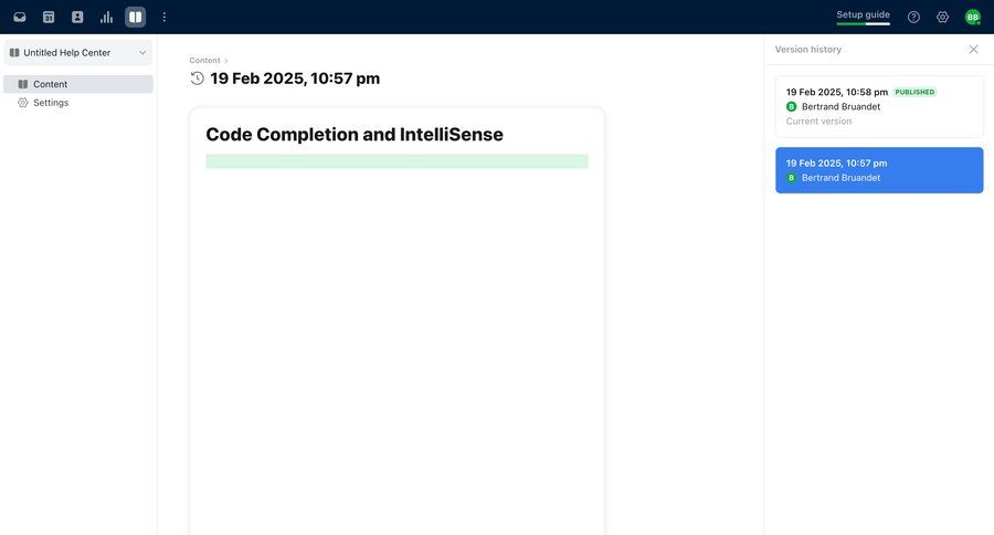 Front
			 content management sidebar navigation create generate documentation version history version control ui page example