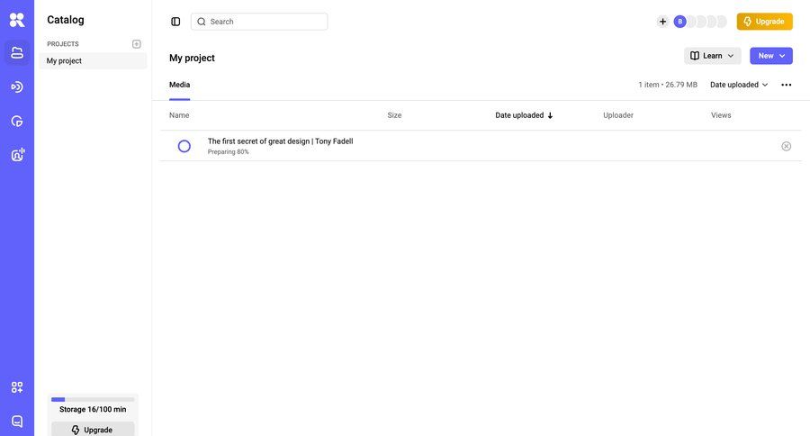 Kinescope
			 file management ui page example