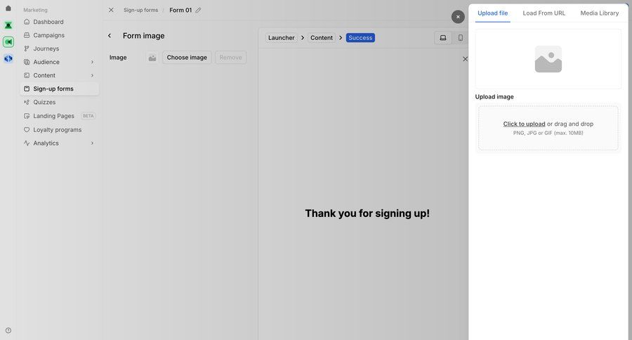 Bird
			 marketing automation drag and drop file uploader ui page example