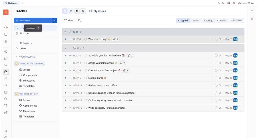 Huly
				home ui page example