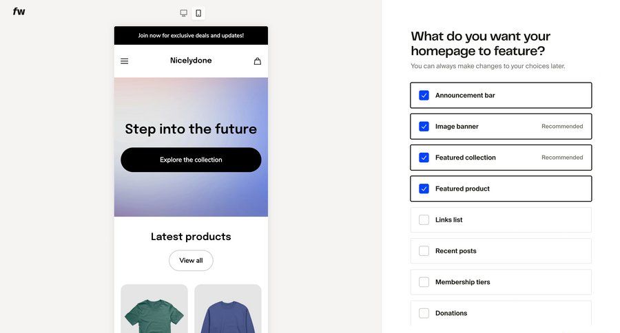 Fourthwall
				onboarding ui page example