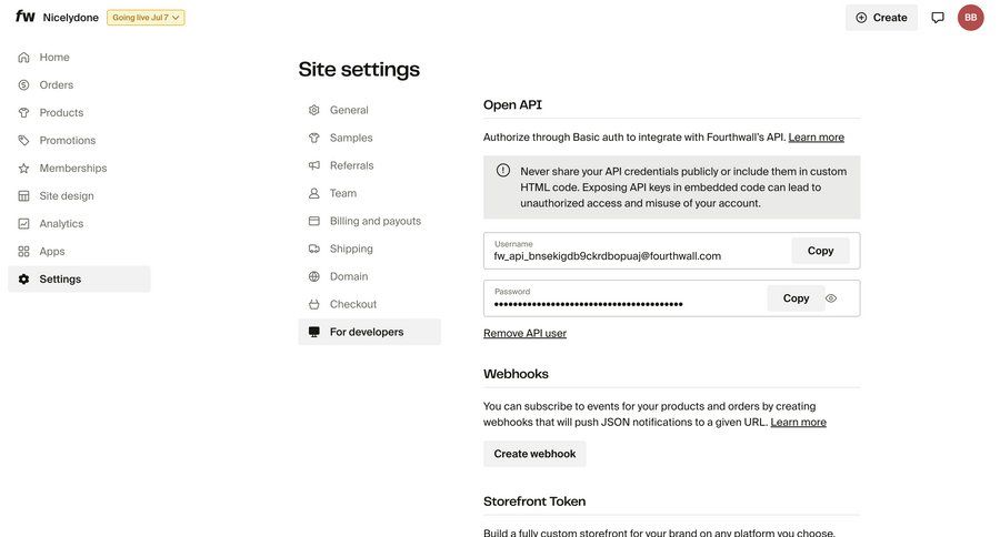 Fourthwall
			settings integrations use cases security settings configuration settings e-commerce sidebar navigation sidebar security message documentation ui page example